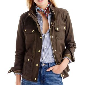 NWT J. Crew Downtown Field Jacket Military Brown Womens Petite XS